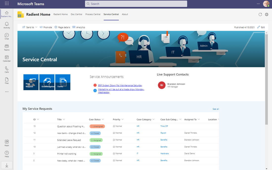 screenshot of SP Employee Hub